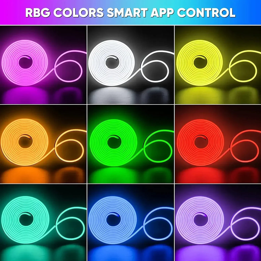 RGB Neon LED Strip 1/2/3/5M IP65 - Waterproof DIY USB Neon Strip, Tuya App Remote Control