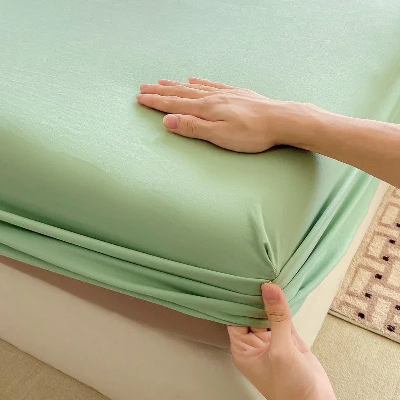 100% Cotton Fitted Bed Sheet with 360 Elastic Band Bedsheet for Single, Double, King, Queen Size Mattress 