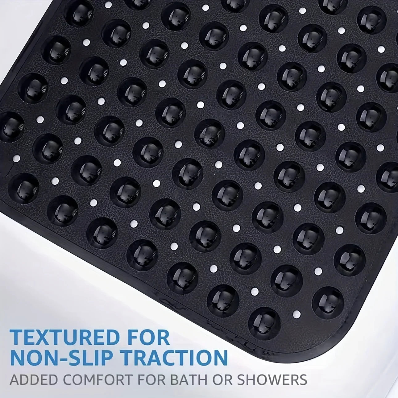 Non-Slip Bathtub Mat with Drain Holes and Suction Cups -(Machine Washable) 