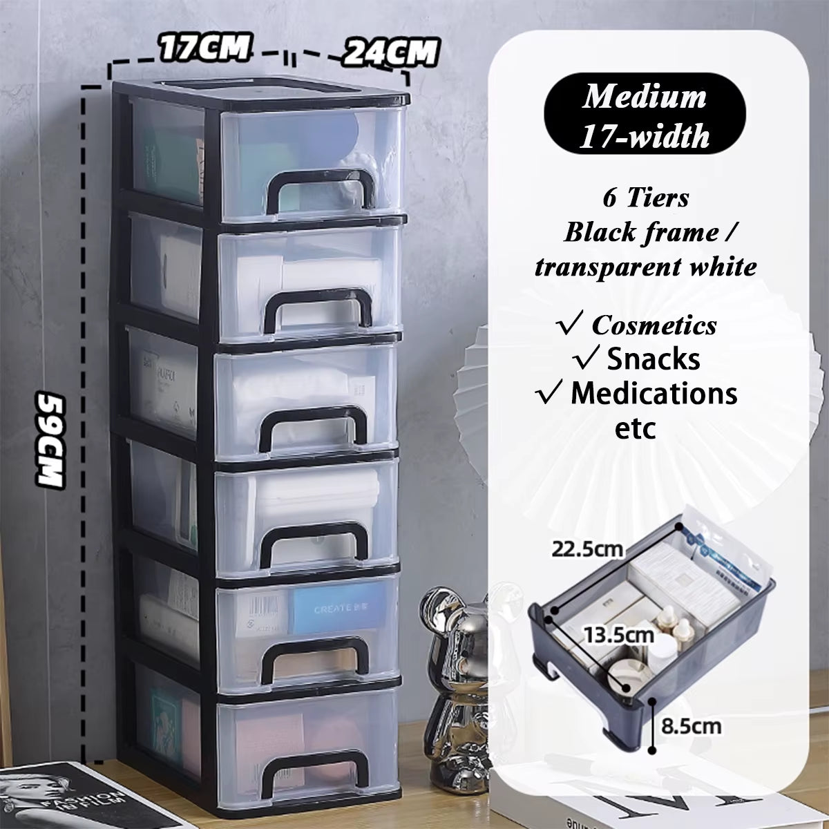 Multi-Layer Plastic Drawer for Storage/Table Organizer  