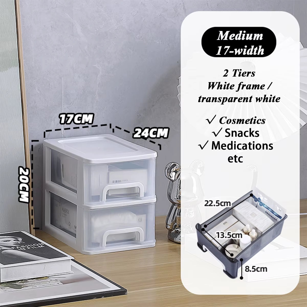 Multi-Layer Plastic Drawer for Storage/Table Organizer  