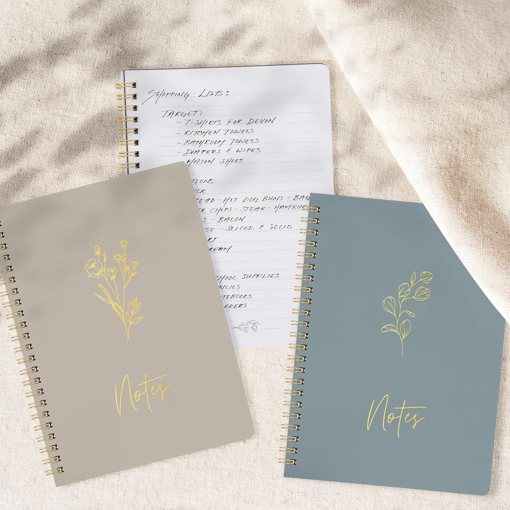 Aesthetic Spiral Notebook Set of 3 - Cute College Ruled 8X6 Journal/Notebook with Large Pockets and Lined Pages 