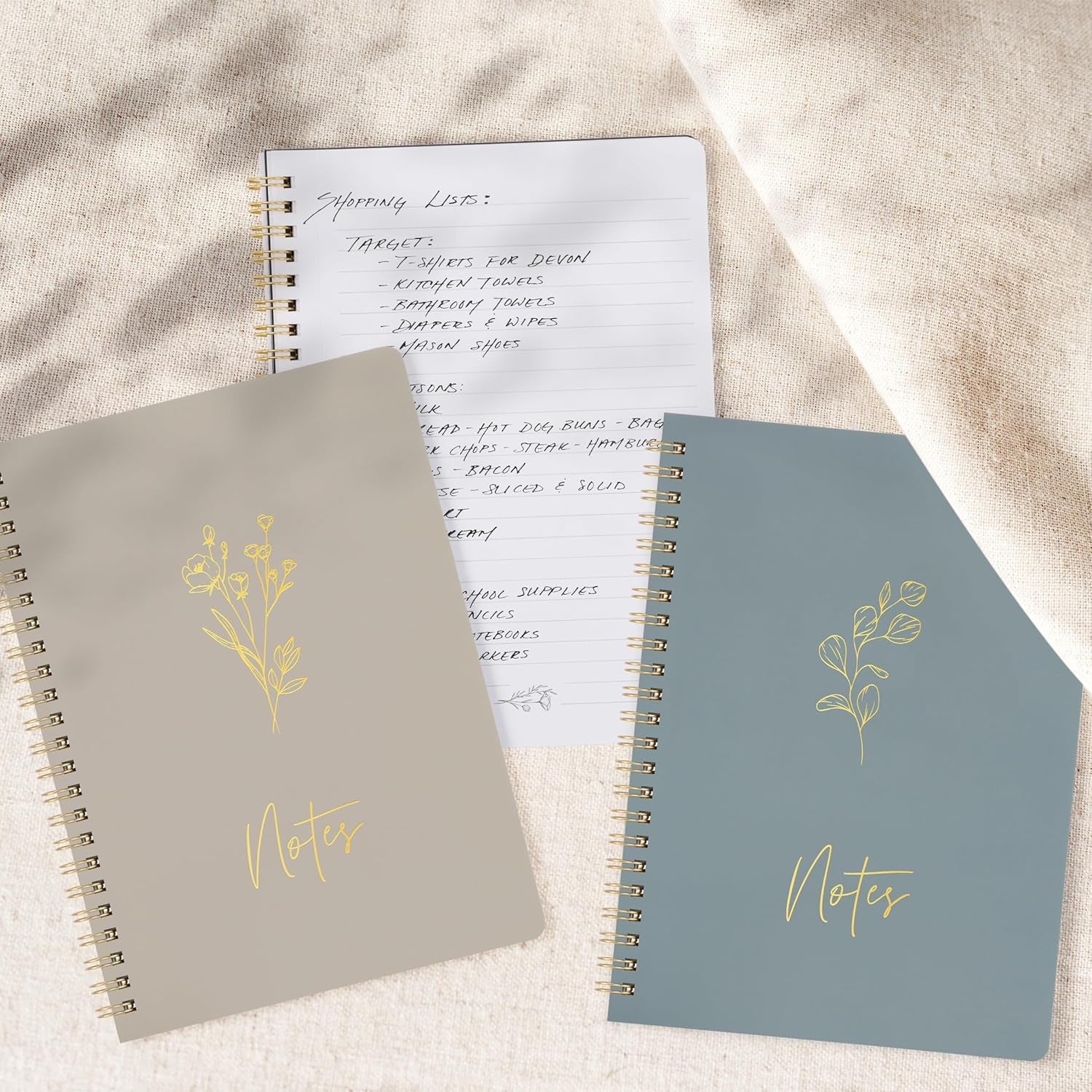 Aesthetic Spiral Notebook Set of 3 - Cute College Ruled 8X6 Journal/Notebook with Large Pockets and Lined Pages 