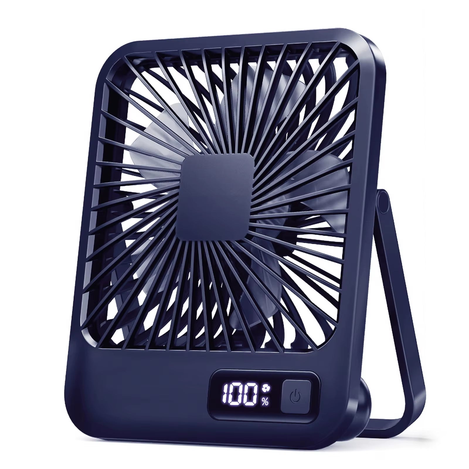  Portable Desk Fan - USB Rechargeable, 180° Tilt Folding Personal Fan with Power Display, 5 Speeds Ultra Quiet Table Fan