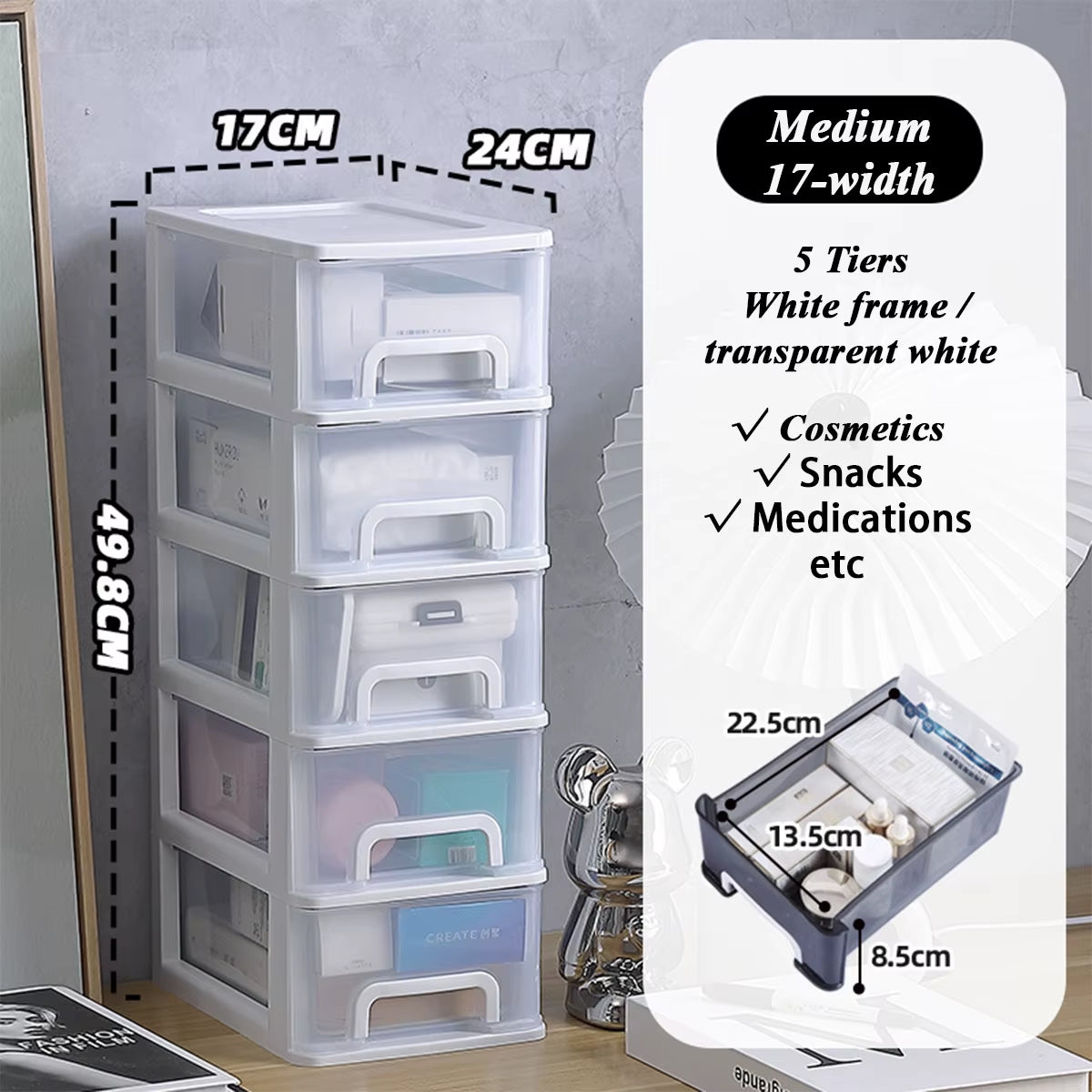 Multi-Layer Plastic Drawer for Storage/Table Organizer  