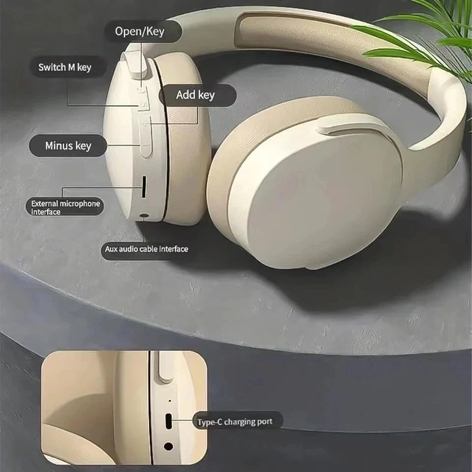  Wireless Bluetooth 5.3 Headphones over Ear -  TF/AUX Music Player with HD Mic