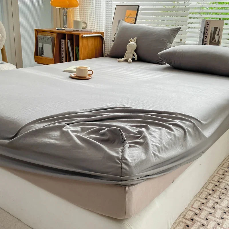 100% Cotton Fitted Bed Sheet with 360 Elastic Band Bedsheet for Single, Double, King, Queen Size Mattress 
