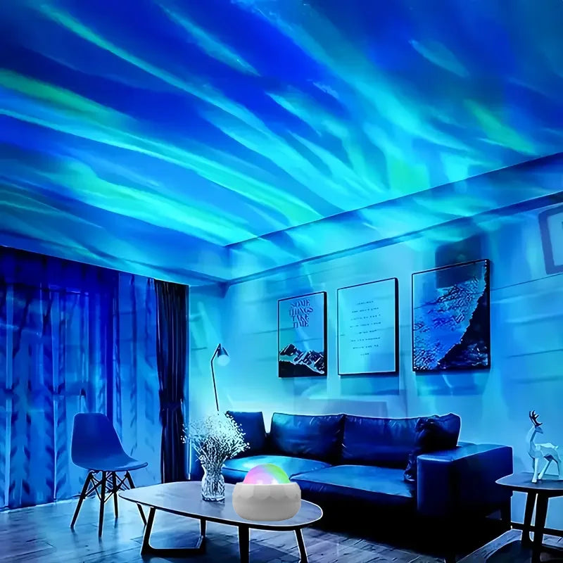LED Aurora Projector - 360° Rotating Galaxy Night Sky Light with Remote, USB RGB, 7 Modes 