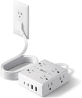 Ultimate Surge Protector Power Bar - 6 Ft Extension Cord with 8 Outlets & 4 USB Ports (2 USB-C), Mountable Flat Plug for Home, Office & Dorm Safety
